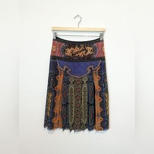 Vintage Archive 90s Nylon Mesh Rainbow Car Wash Tapestry Ribbon Dragon Skirt